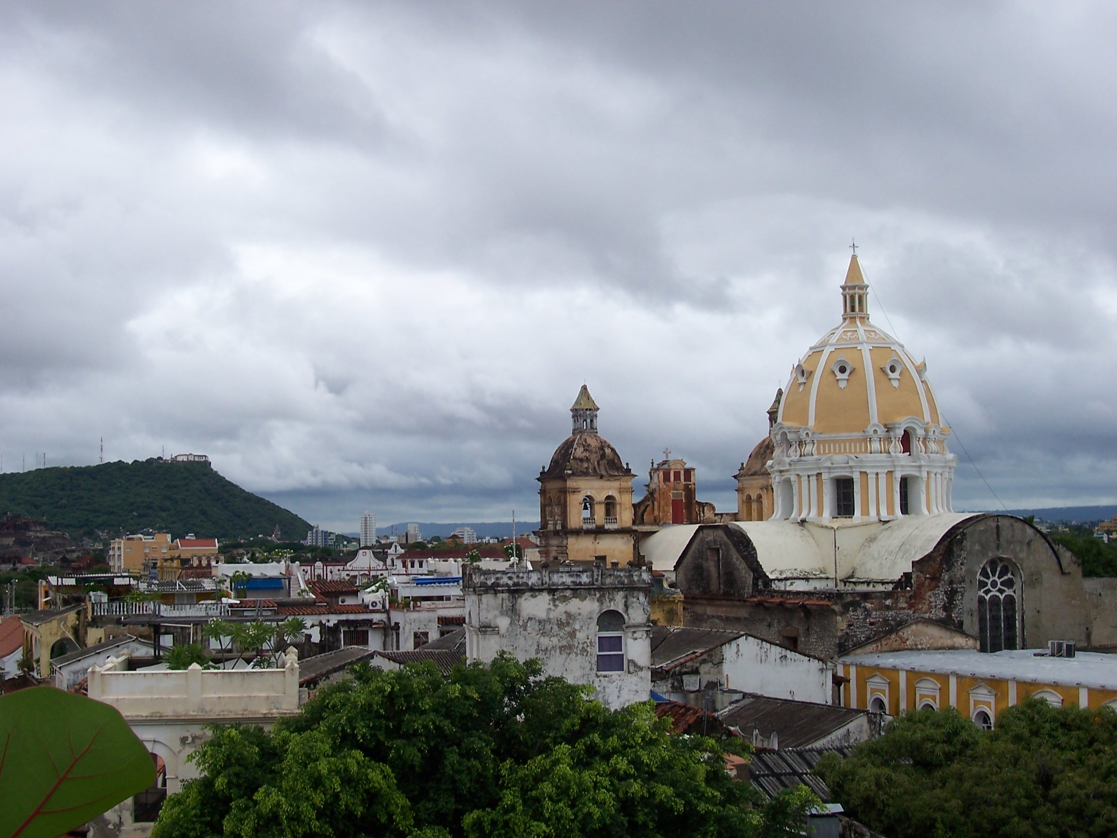 Rooftop view across the historical center of Cartagena Colombia