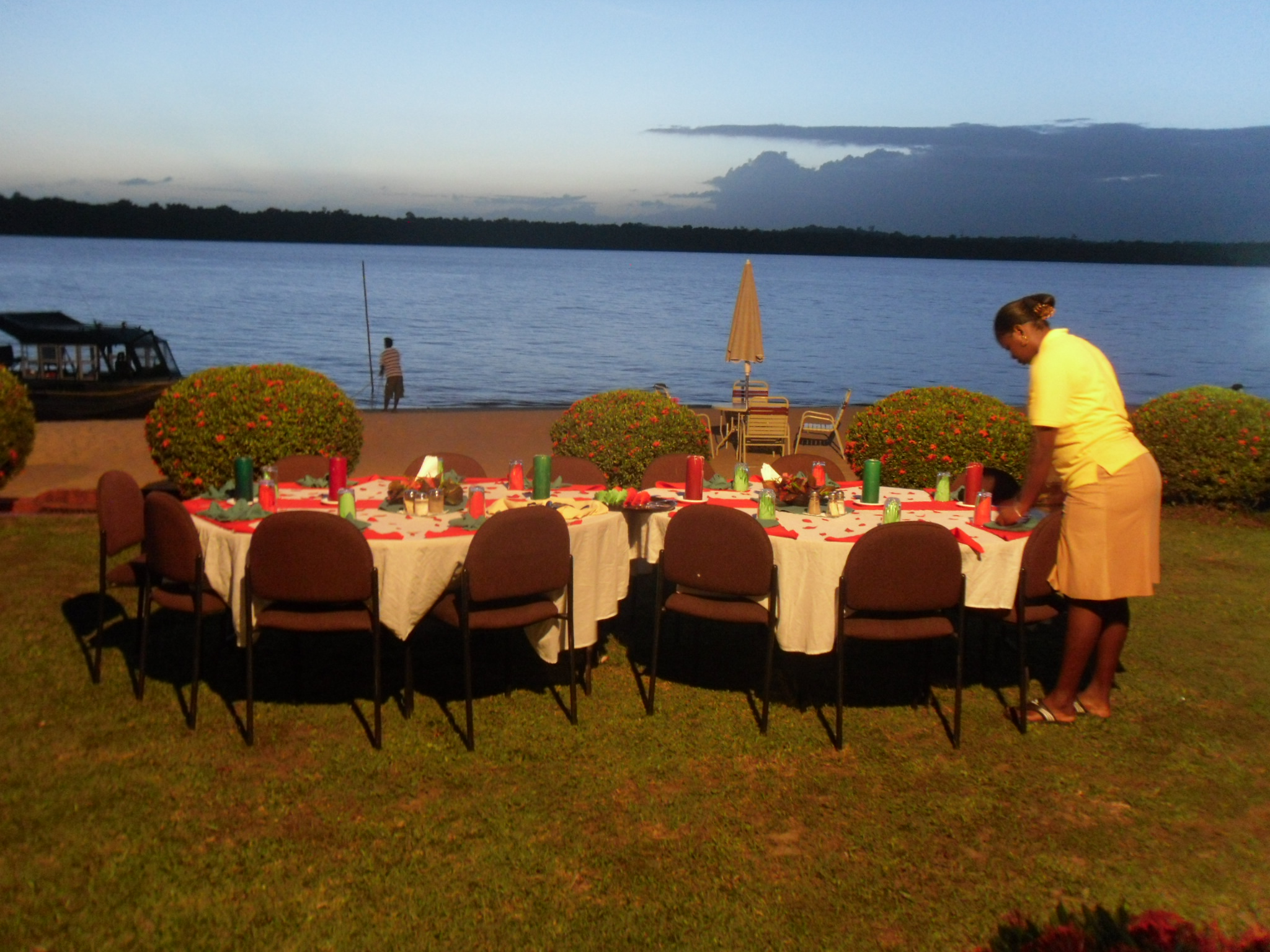 Baganara Island Resort dinner on the beach Guyana