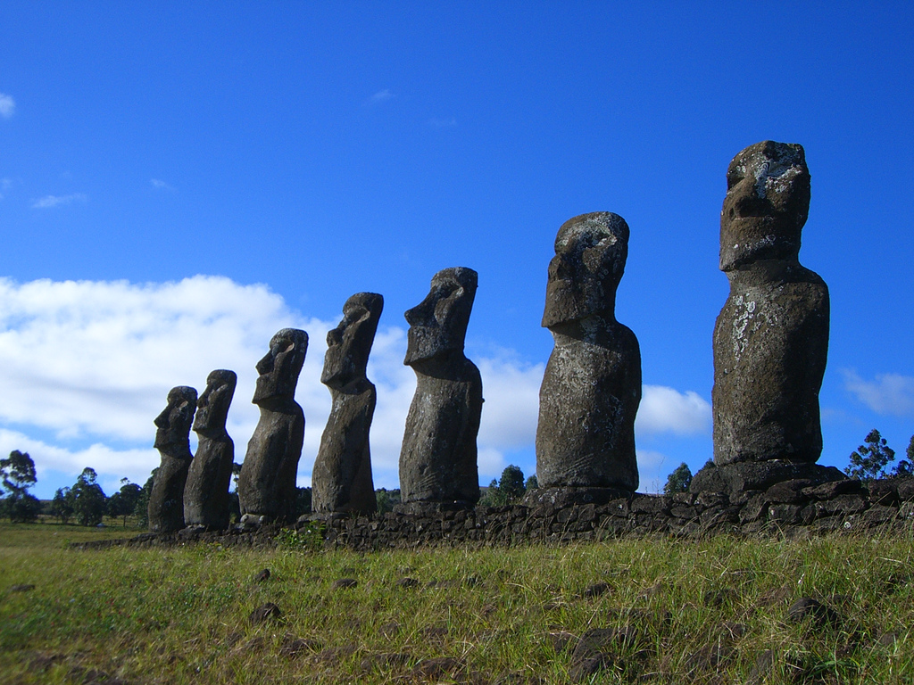 Moia statues of Easter Island, Chile