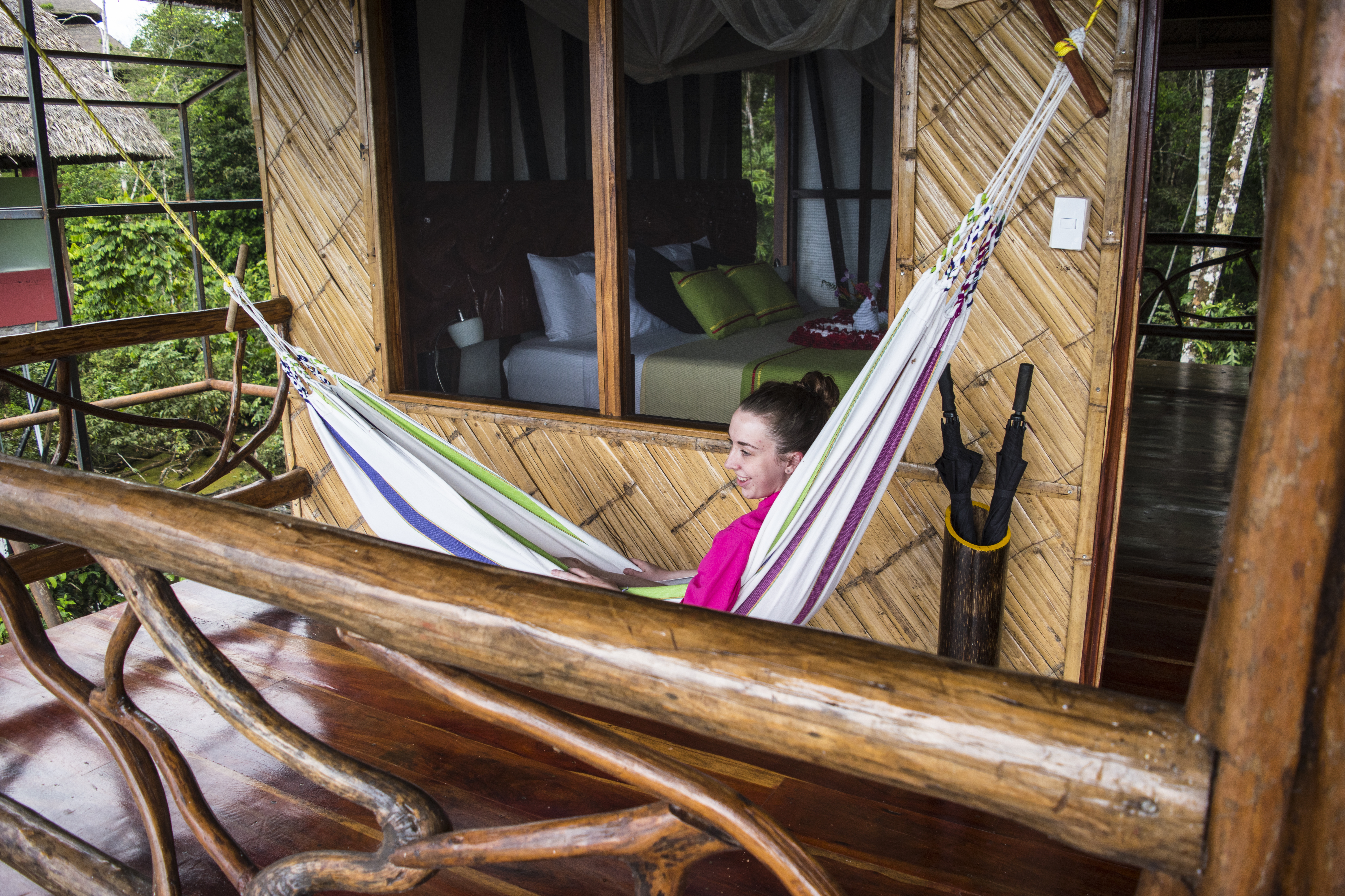 Ecuador Amazon Napo Wildlife Center Standard Cabana and deck