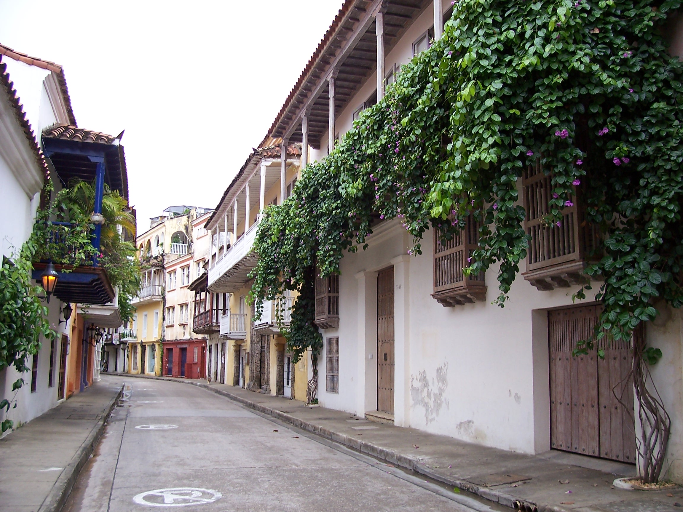 Colorful Balconies in the historical city of Cartagena Colombia